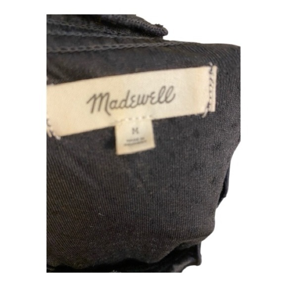 Madewell Mock Neck Black Ruffle Blouse With Polka Dot Accents - Picture 5 of 5